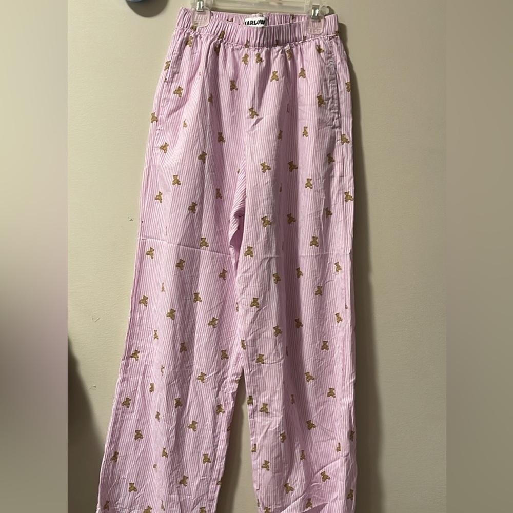 Harlow Pink Striped Teddy Print Pajama Pants